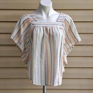 Beach Lunch Lounge Linen Cotton Flutter Wing Top S